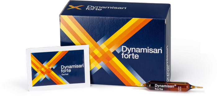 Dynamisan forte Packung mit Sachet und Ampulle